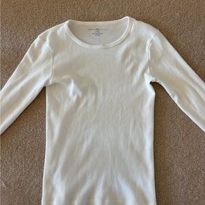 Brandy Melville White Ribbed Long Sleeve